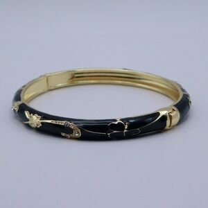Black and Yellow Gold Hinged Bangle